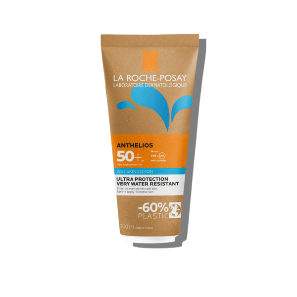 anthelios carton La Roche-Posay Anthelios Loción Wet Skin SPF50+ 250 ml – Protección en Piel Mojada