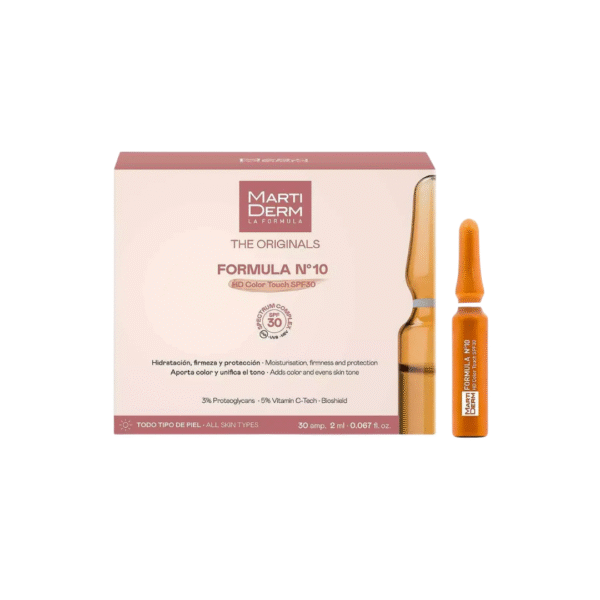 7 MartiDerm Fórmula Nº10 HD Color Touch SPF30 30 ampollas 2 ml – Efecto Buena Cara y Luminosidad