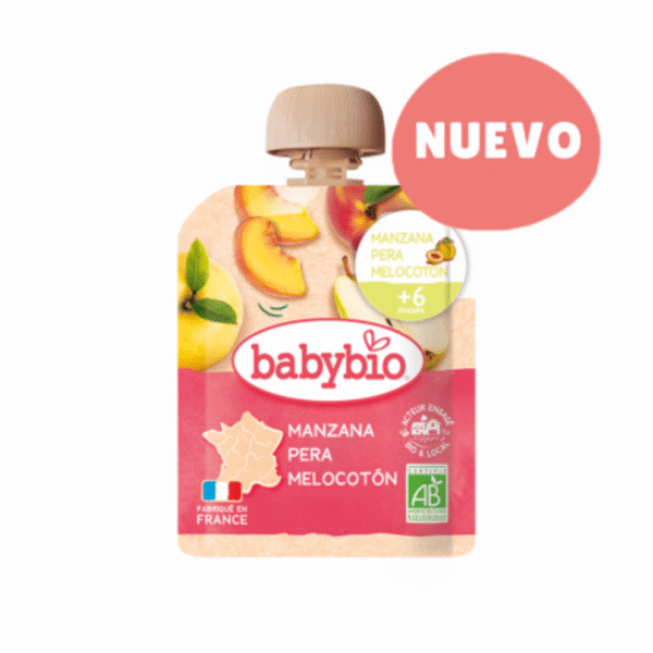 Babybio Pouch Manzana Pera Melocotón 90 g – Ecológico Suave y Natural