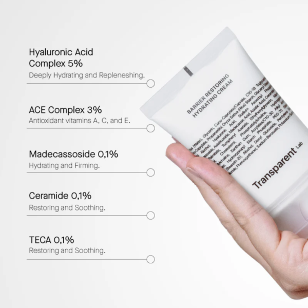 6 Tranasparent Lab Barrier Restoring Hydrating Cream – Hidratación Intensa y Reparación de la Barrera Cutánea 50 ml